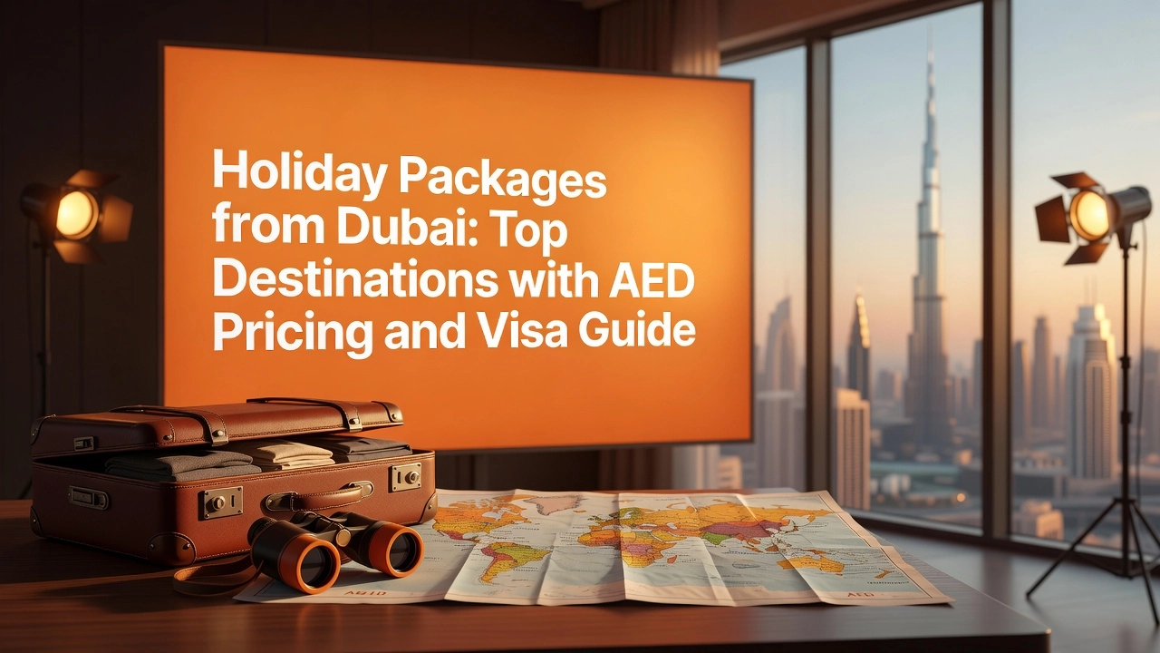 Professional header image for list-based article: Holiday Packages from Dubai: Top Destinations with AED Pr...