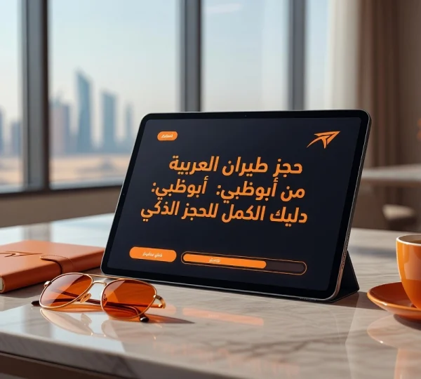 Professional header image for step-by-step guide: حجز طيران العربية من أبوظبي: دليلك الكامل للحجز الذكي
