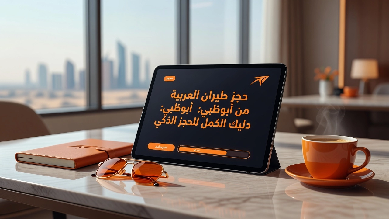 Professional header image for step-by-step guide: حجز طيران العربية من أبوظبي: دليلك الكامل للحجز الذكي