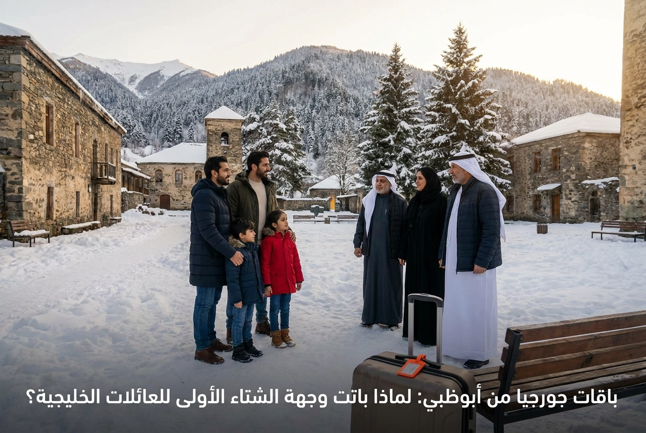Professional header image for industry analysis: باقات جورجيا من أبوظبي: لماذا باتت وجهة الشتاء الأولى للع...