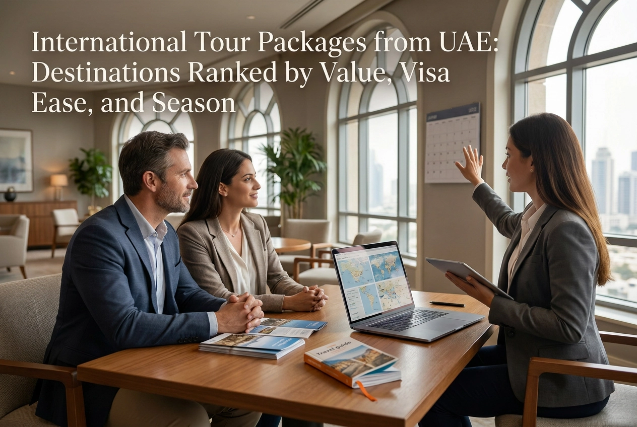 Professional header image for comparison analysis: International Tour Packages from UAE: Destinations Ranked...