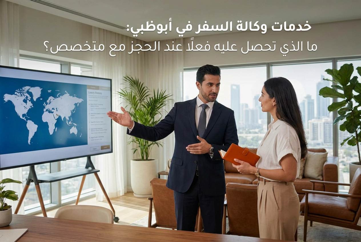 Professional header image for list-based article: خدمات وكالة السفر في أبوظبي: ما الذي تحصل عليه فعلًا عند ...