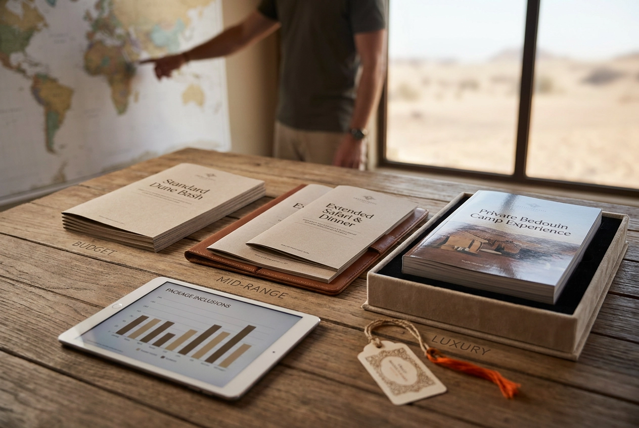 Professional header image for comparison analysis: Abu Dhabi Desert Safari Packages: What's Actually Include...
