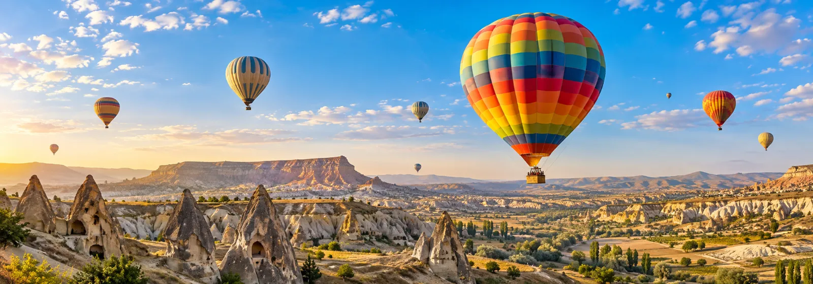 Hot air balloons at dawn over Cappadocia, Turkey