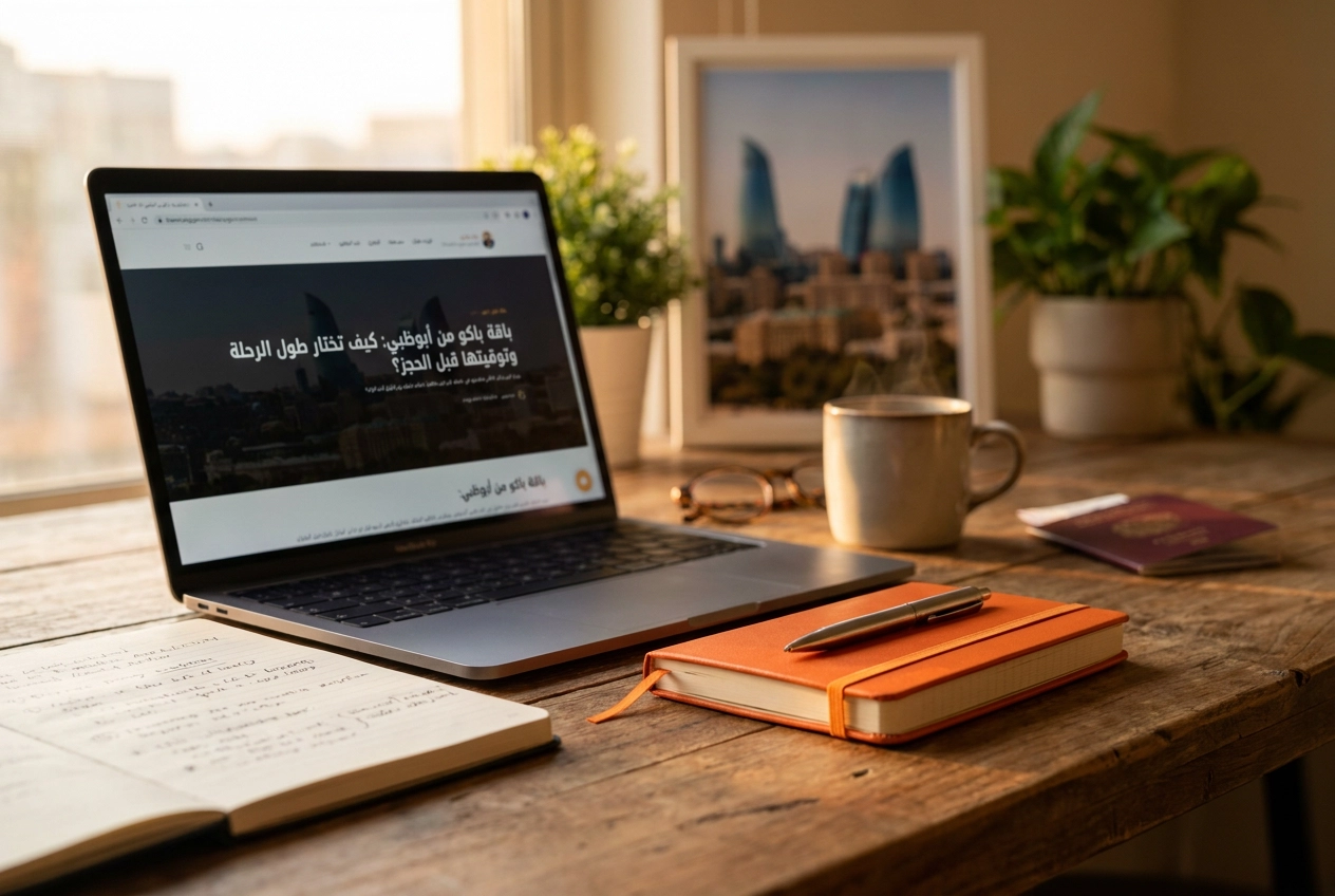 Professional header image for comparison analysis: باقة باكو من أبوظبي: كيف تختار طول الرحلة وتوقيتها قبل ال...